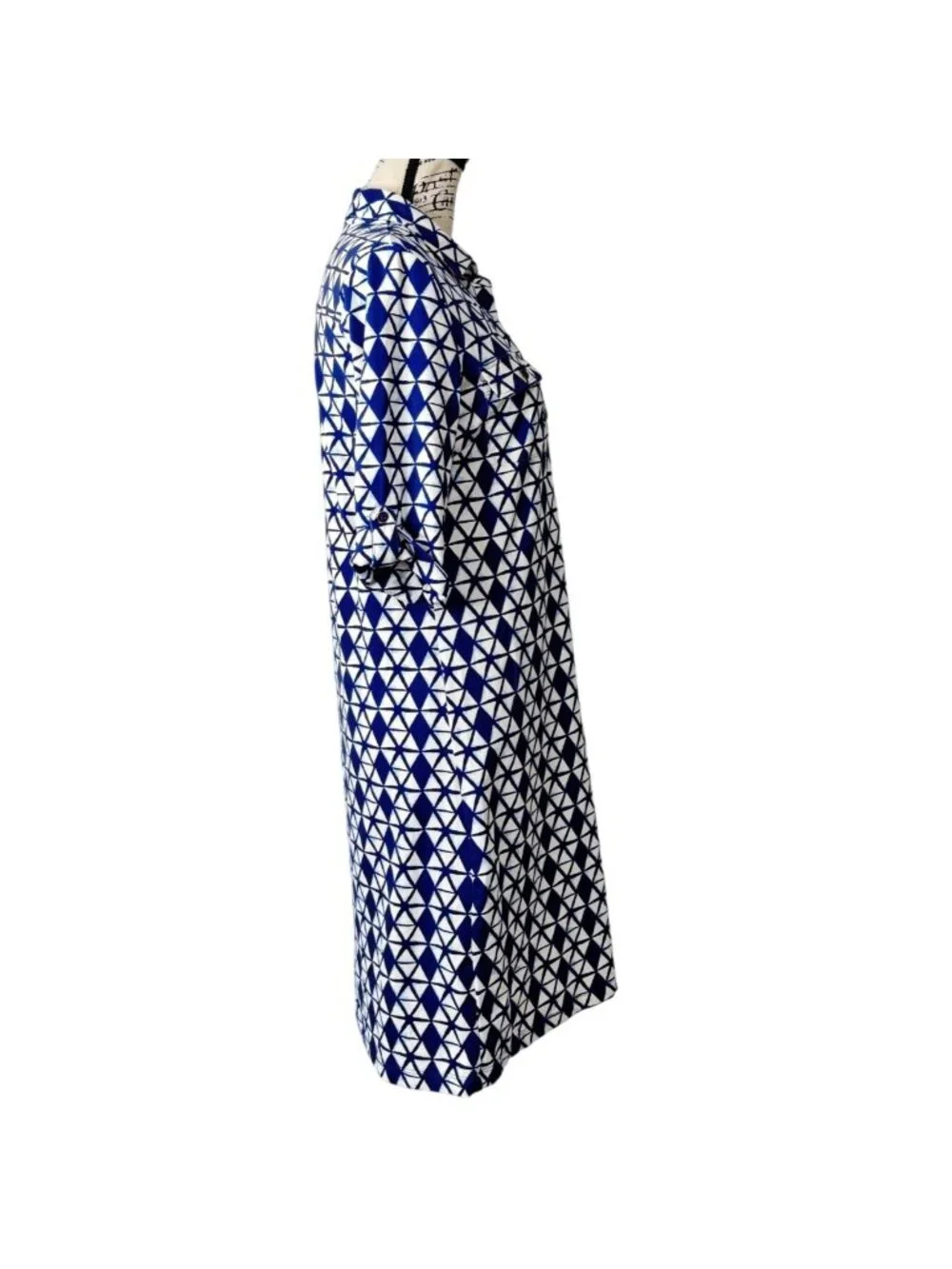 J. McLaughlin Womens Small Lawrence Shirt Dress Catalina Cloth Blue White - Picture 2 of 8